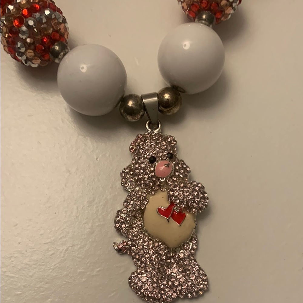 Pink and Red Beaded Necklace with Decorative Charm - Picture 3 of 8